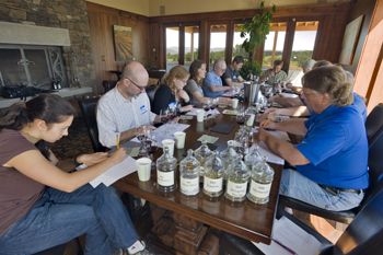 A panel of 12 tasters determine if they can detect a difference between Doe Ridge Vineyard s Biodynamic and LIVE blocks at Grand Cru Estates near Yamhill.